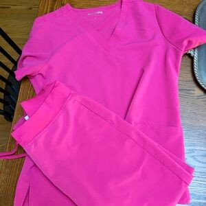 Mandala MEDIUM Scrub Top and Drawstring Pants  HOT PINK